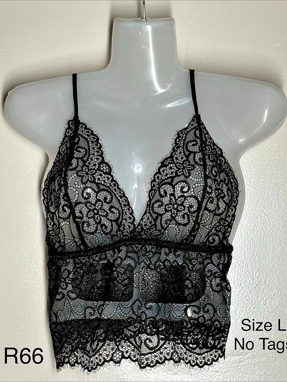 Black Lace Bralette Size Large Like New